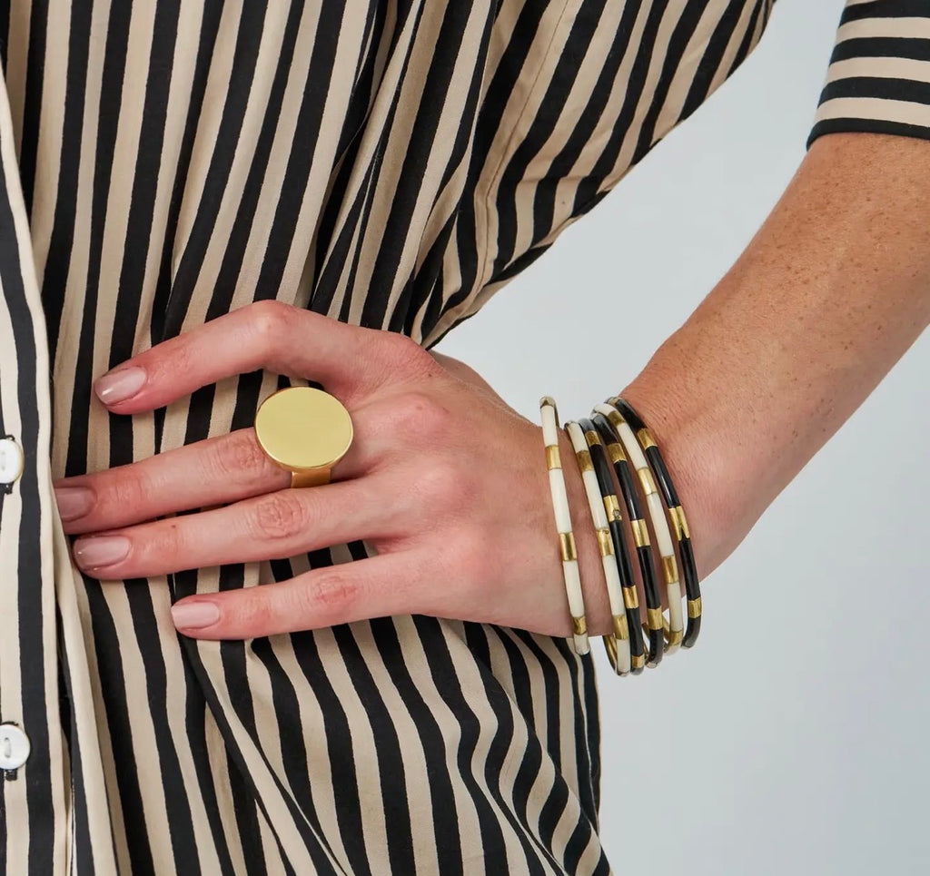 Black and White Bangle Set by Ink + Alloy