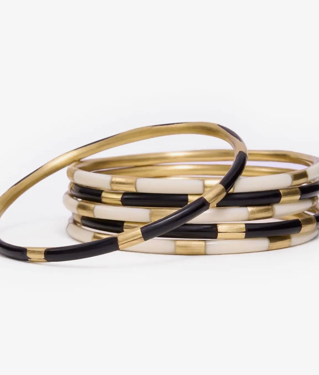 Black and White Bangle Set by Ink + Alloy
