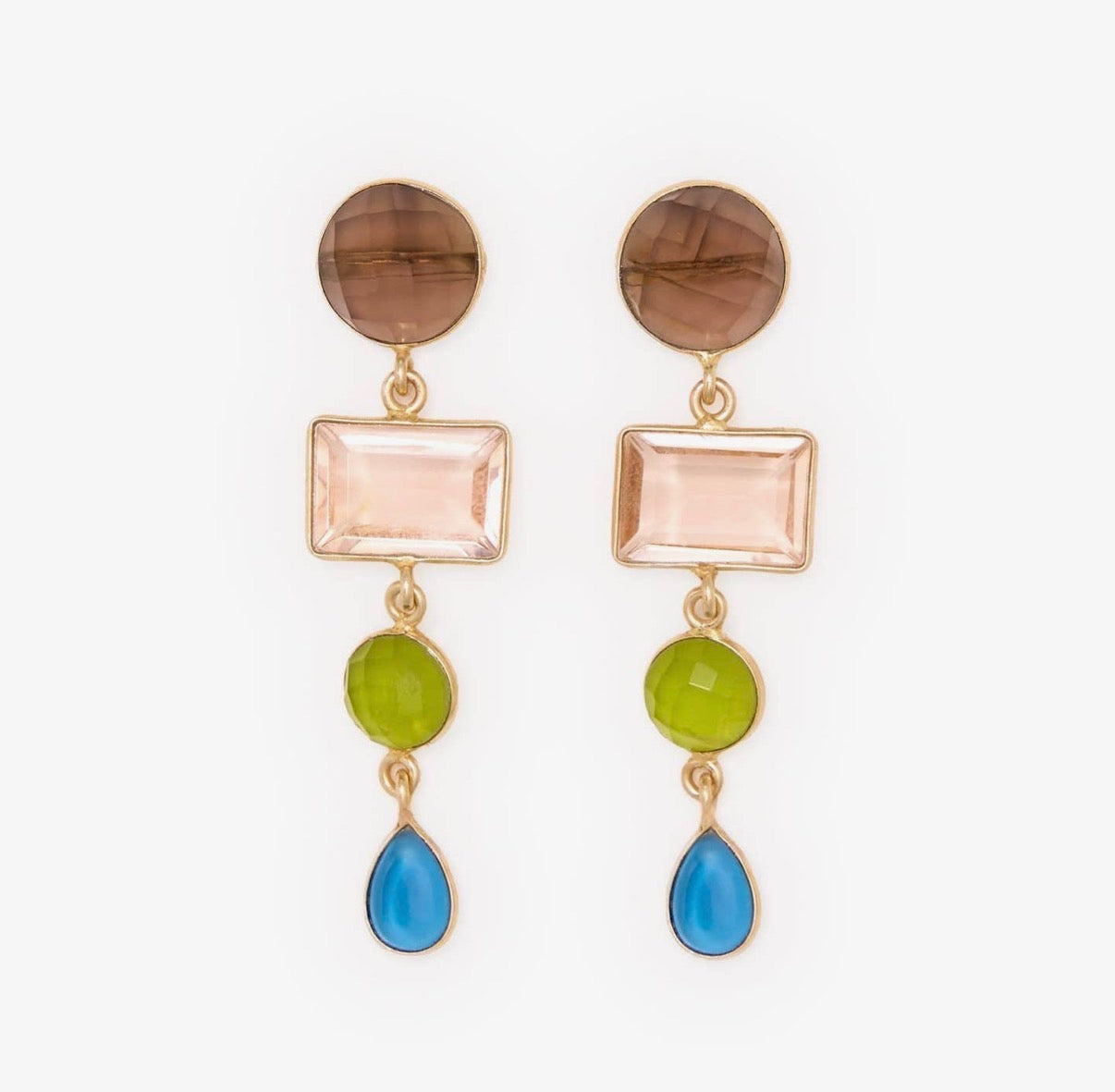 Dangle Glass + Quartz Earrings by Ink and Alloy