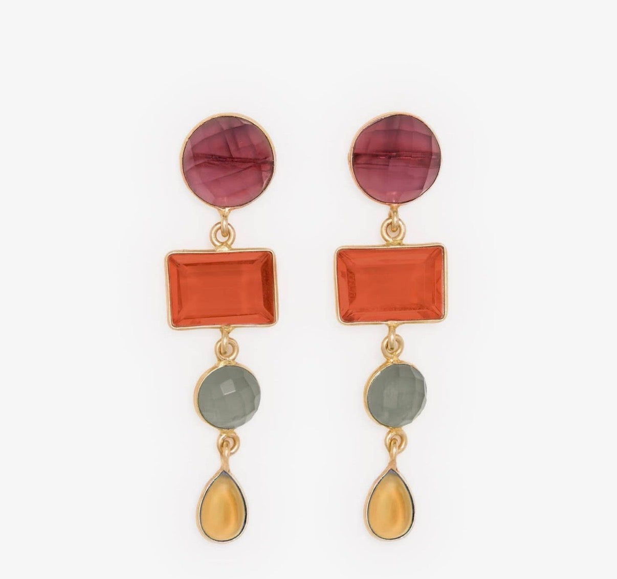 Natalie Dangle Glass Stone Earrings