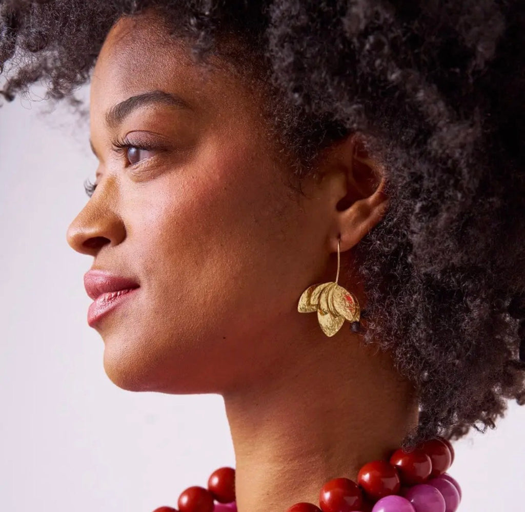 Sasha Layered Floral Leaf Earrings by Ink + Alloy