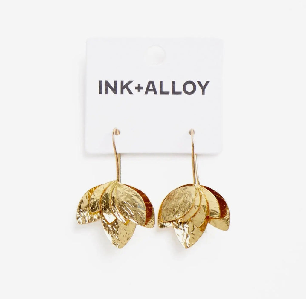Sasha Layered Floral Leaf Earrings by Ink + Alloy