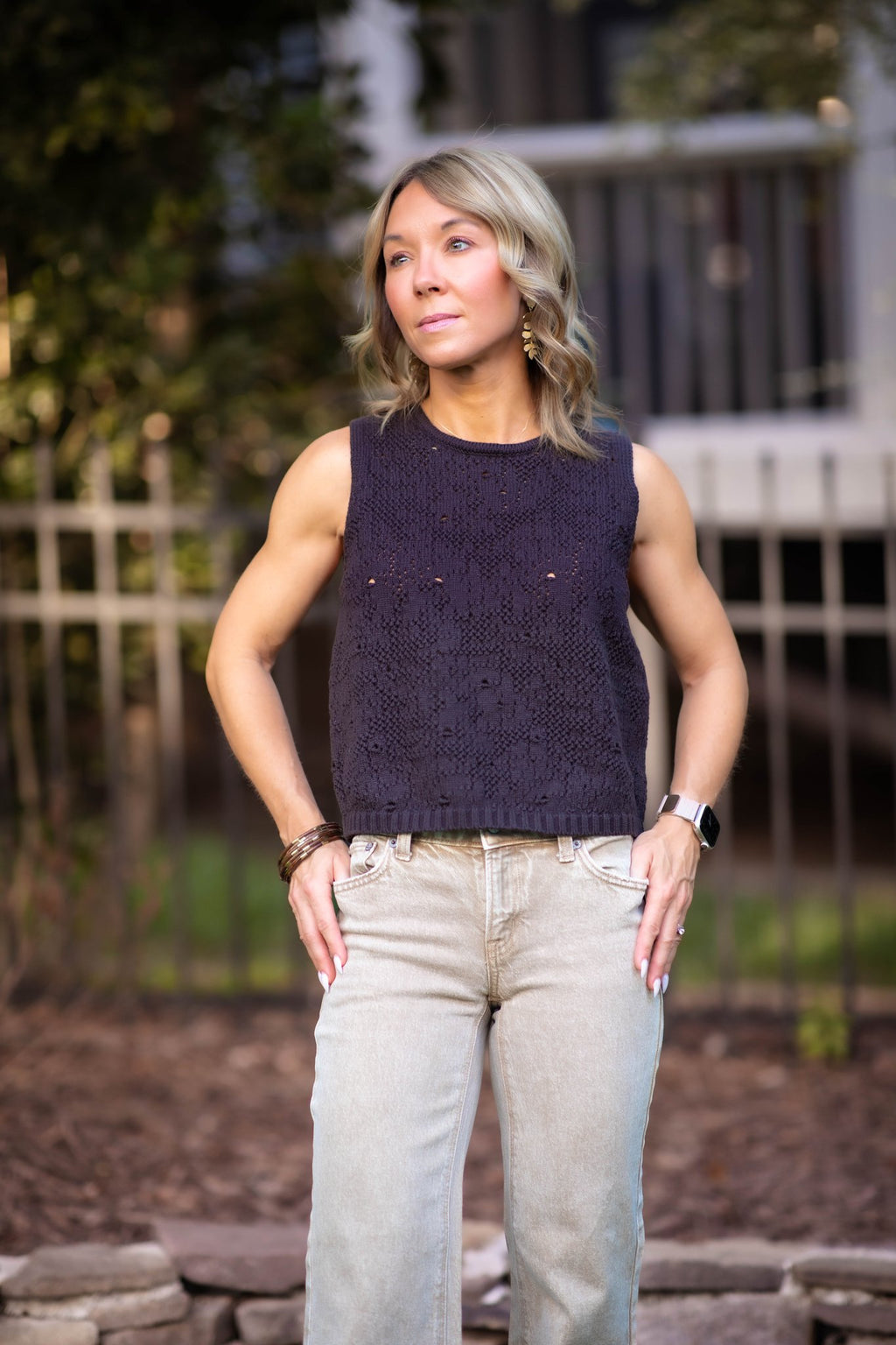 Carrie Sleeveless Knit Sweater