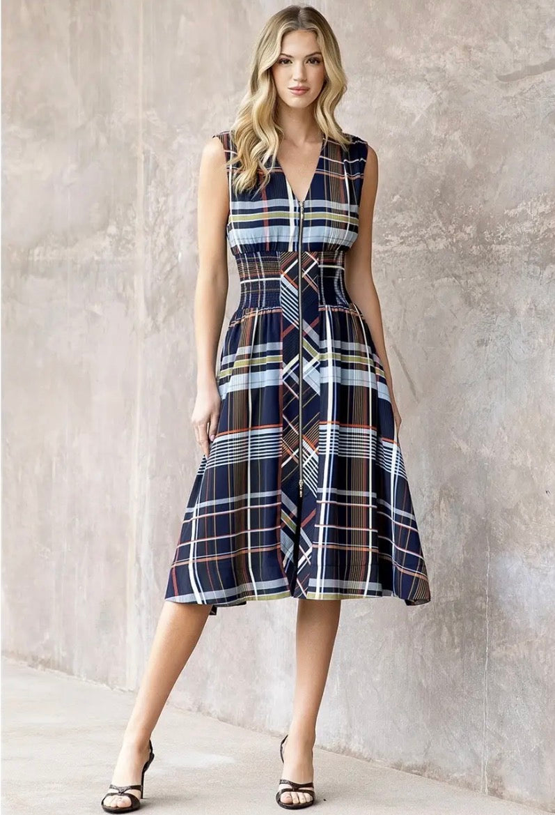 Jane Plaid Midi Dress