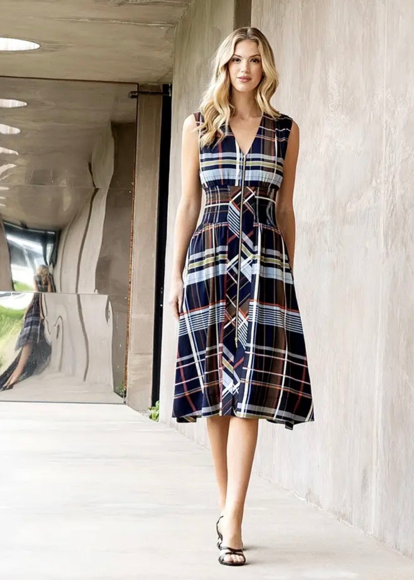Jane Plaid Midi Dress