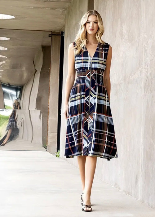 Jane Plaid Midi Dress