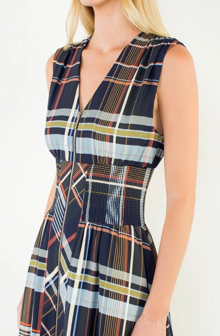 Jane Plaid Midi Dress