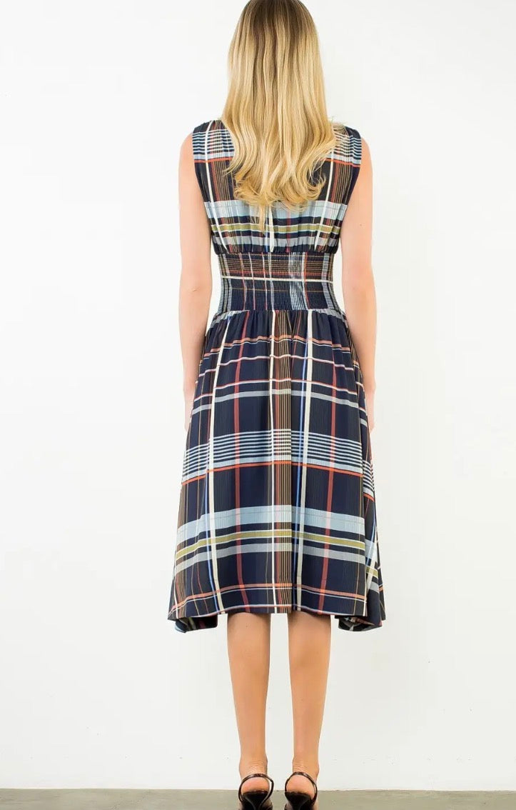 Jane Plaid Midi Dress