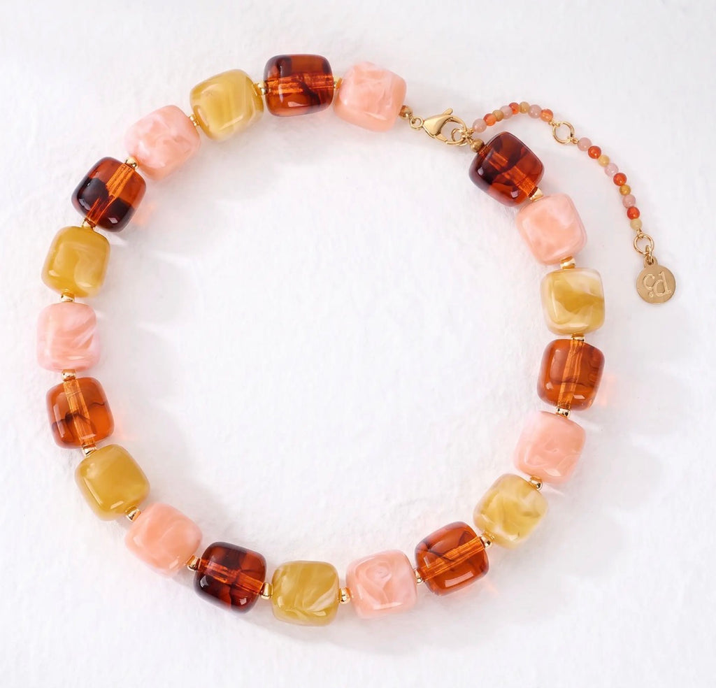 Autumn Square Beaded Necklace by Cape Diablo