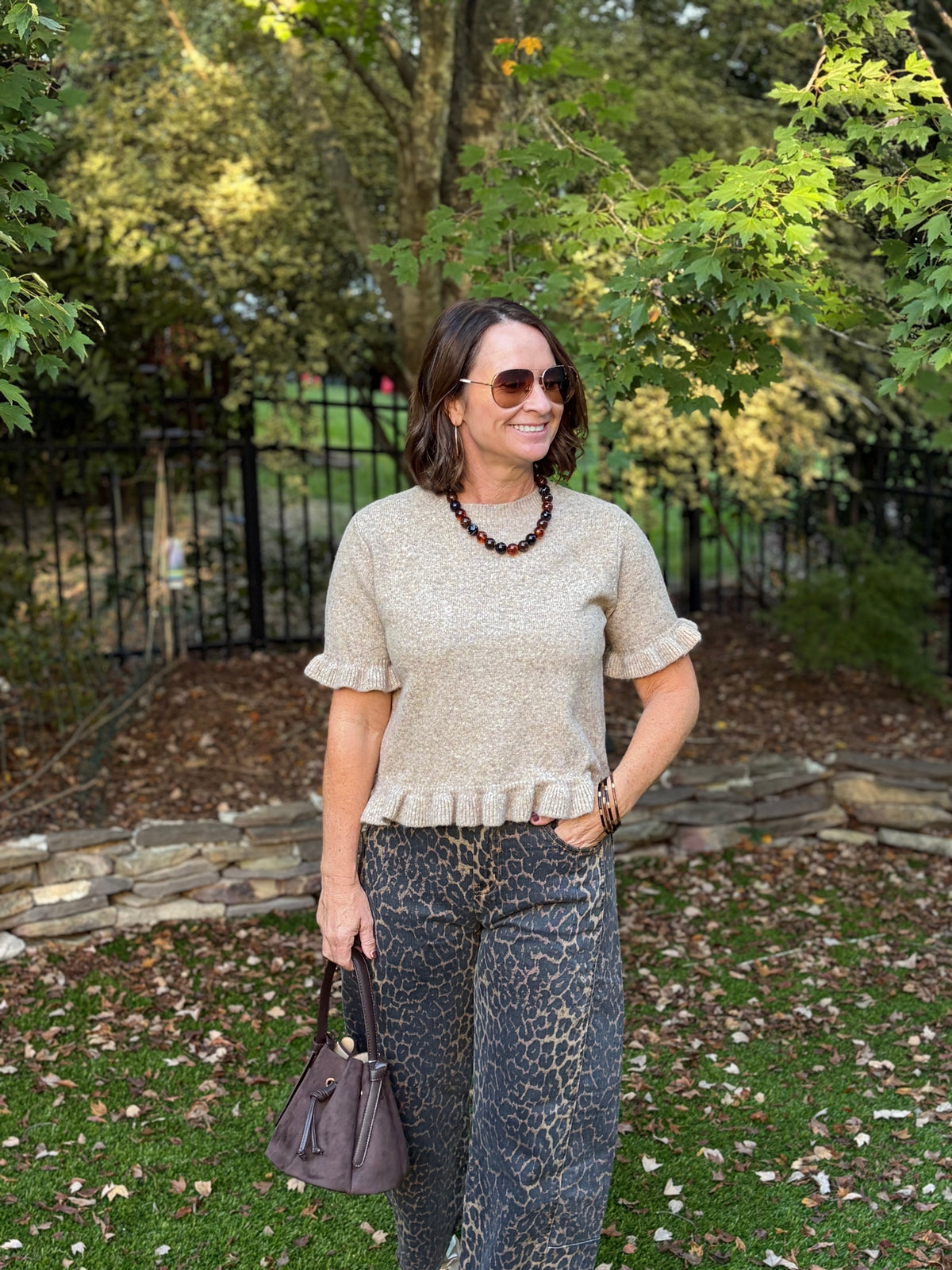 Leopard Barrel Jeans by Tractr