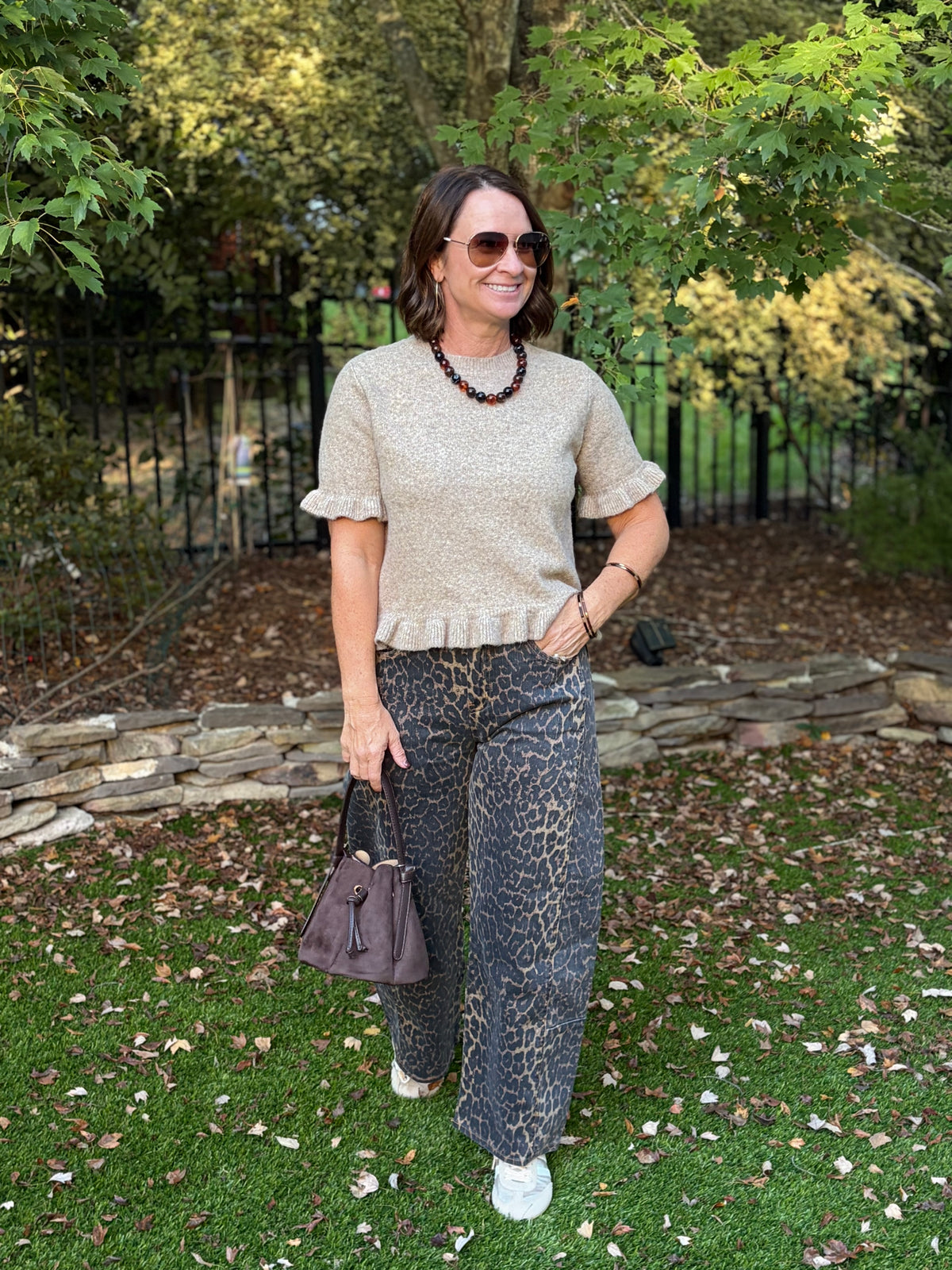 Leopard Barrel Jeans by Tractr