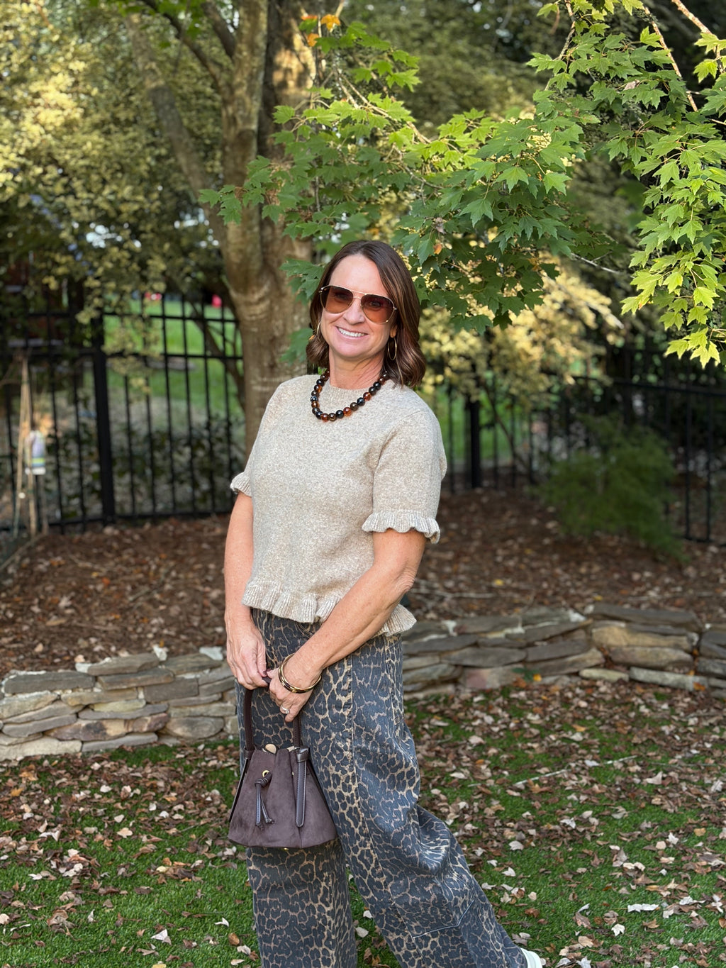 Leopard Barrel Jeans by Tractr