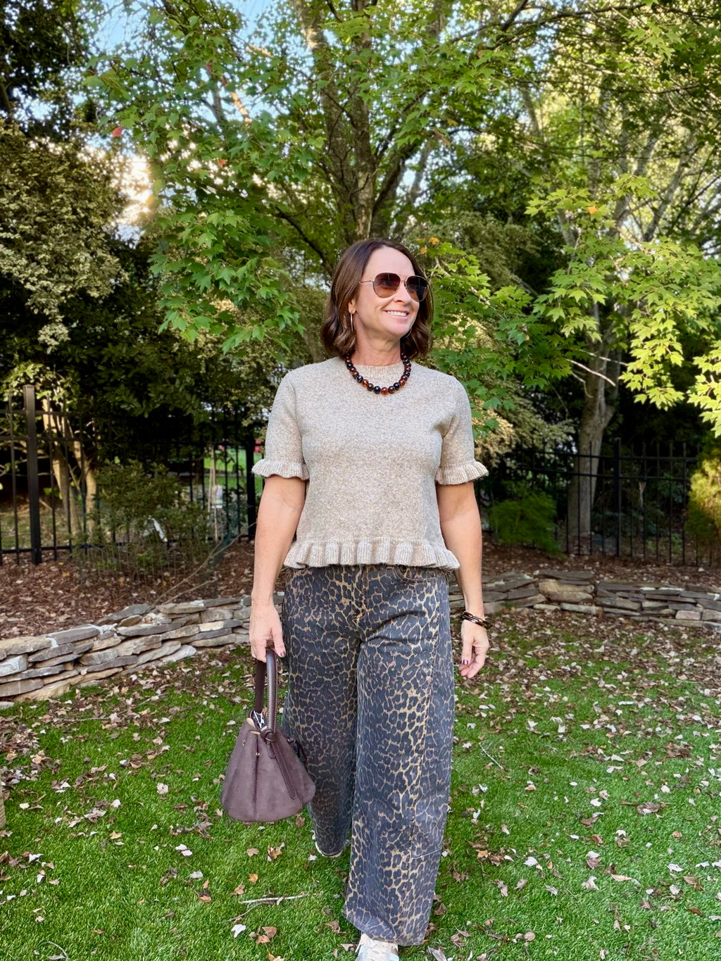 Leopard Barrel Jeans by Tractr