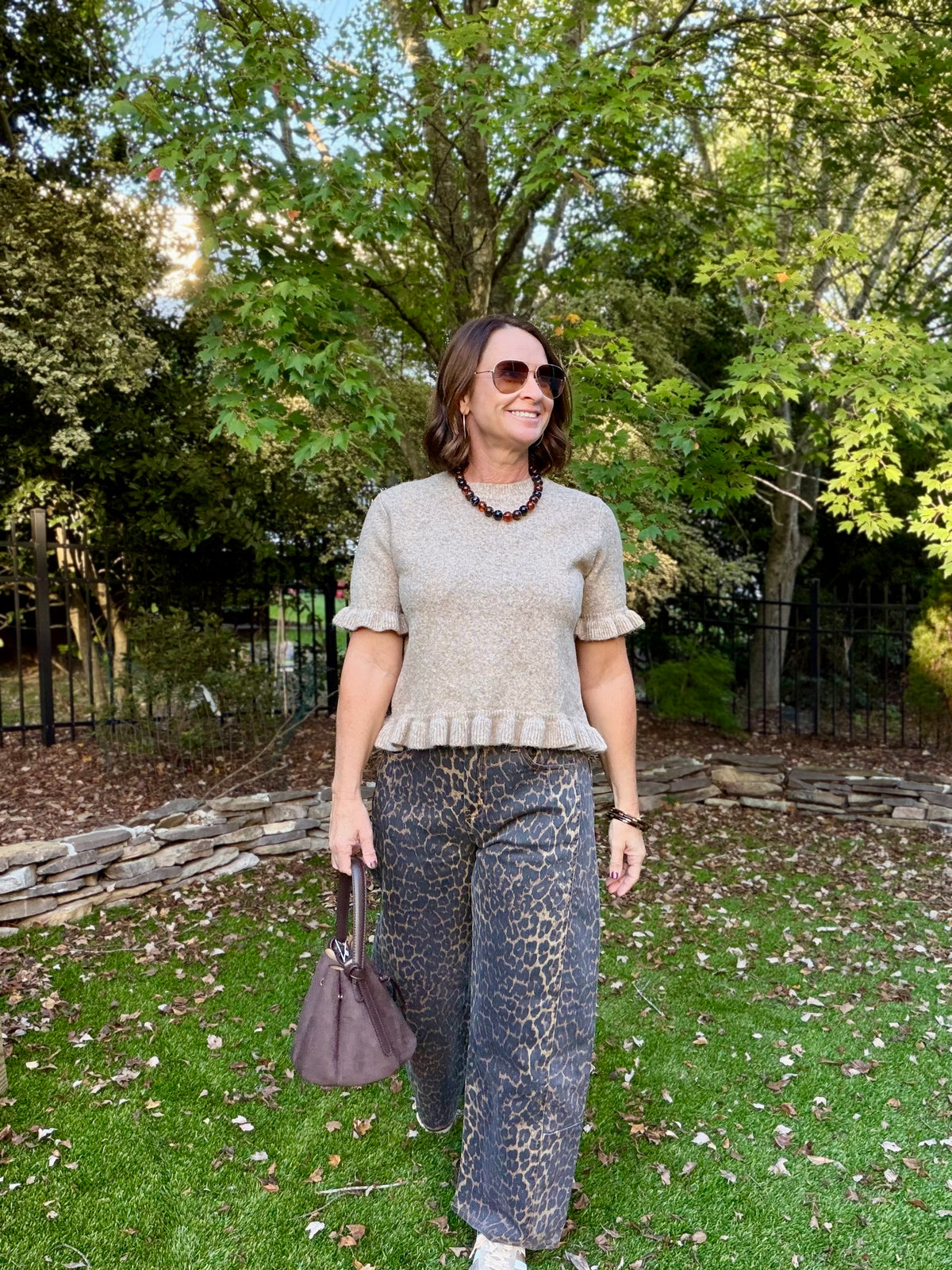 Leopard Barrel Jeans by Tractr