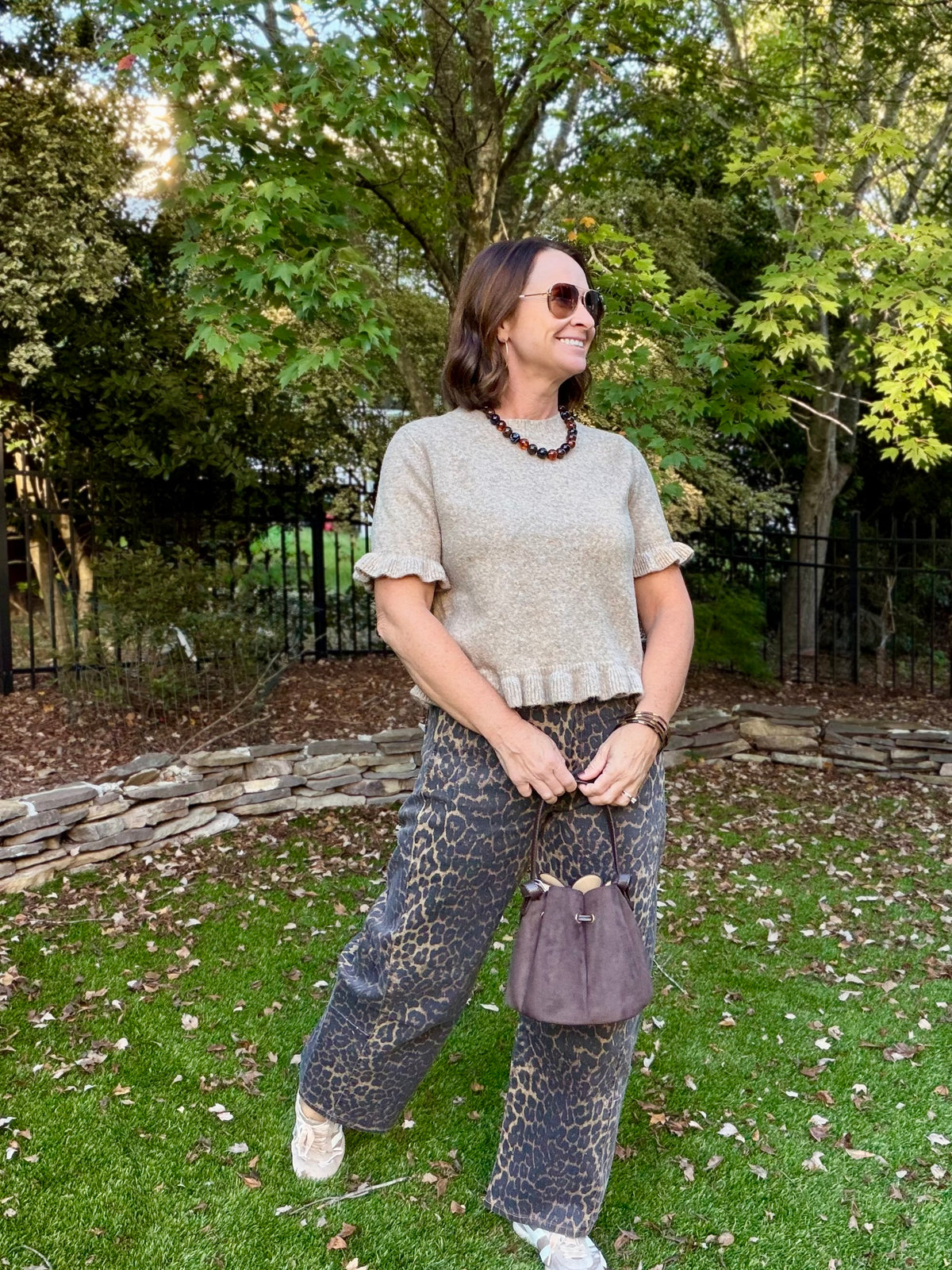 Leopard Barrel Jeans by Tractr