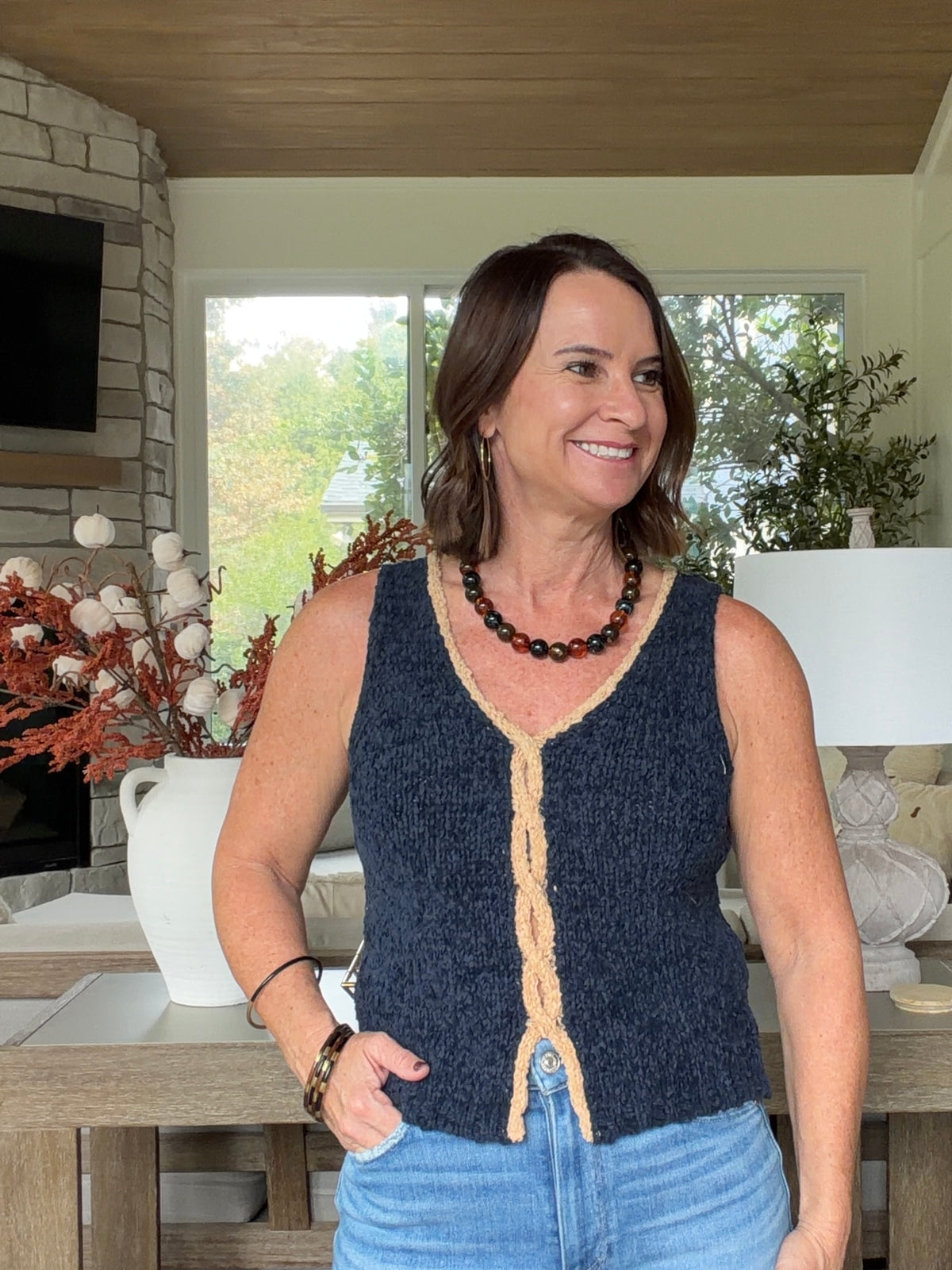 Stevie Sleeveless Twist Sweater