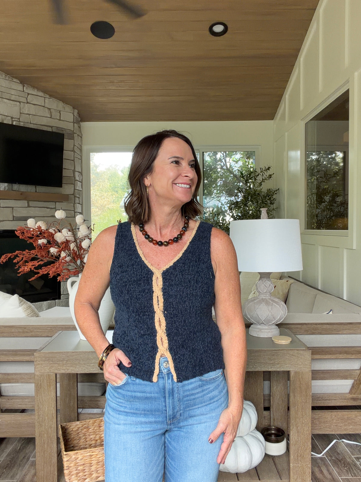 Stevie Sleeveless Twist Sweater