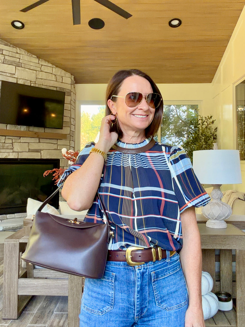 Natalie Plaid Blouse