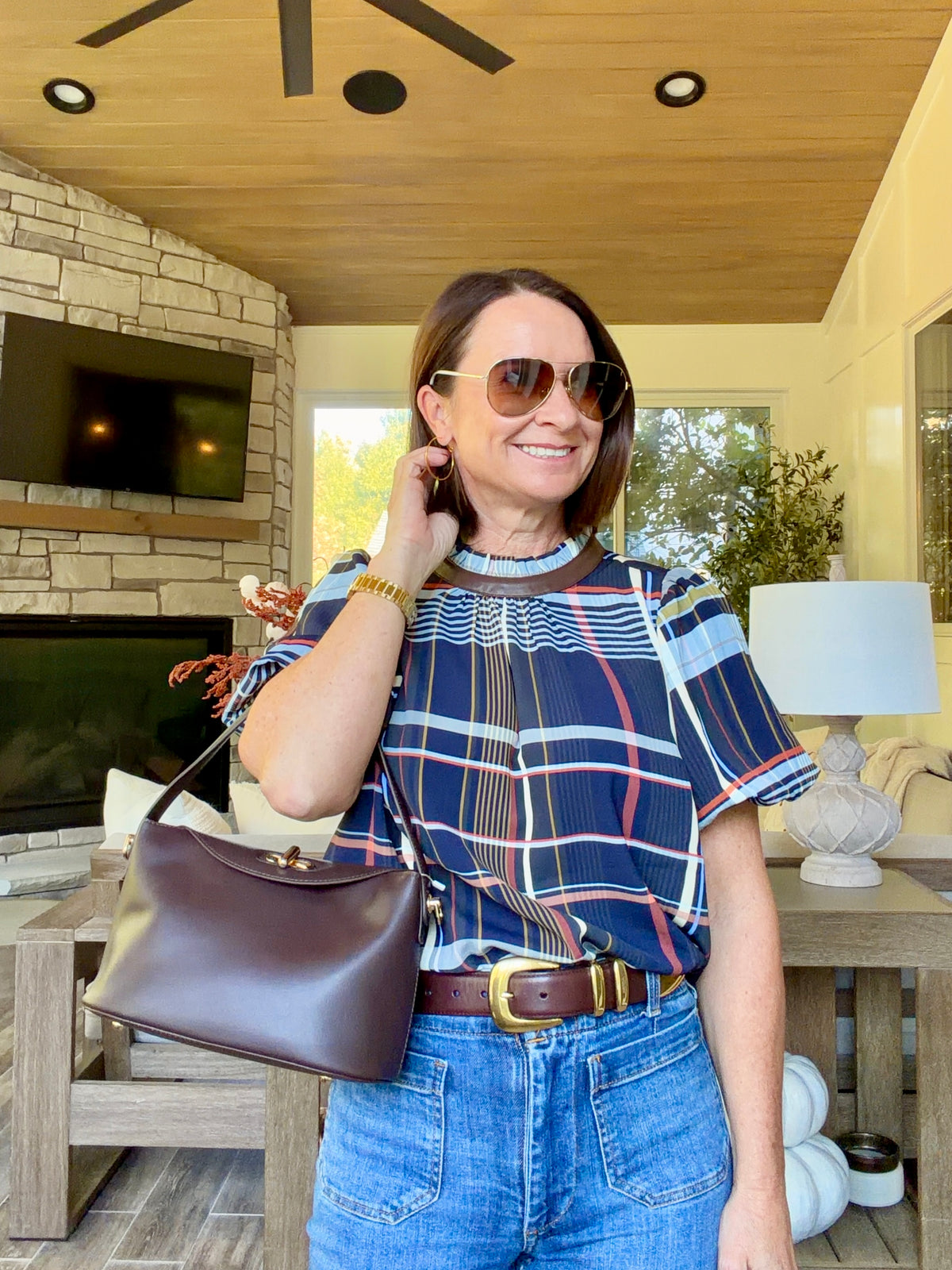 Natalie Plaid Blouse