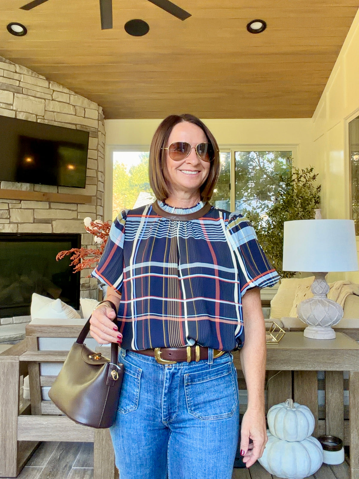 Natalie Plaid Blouse