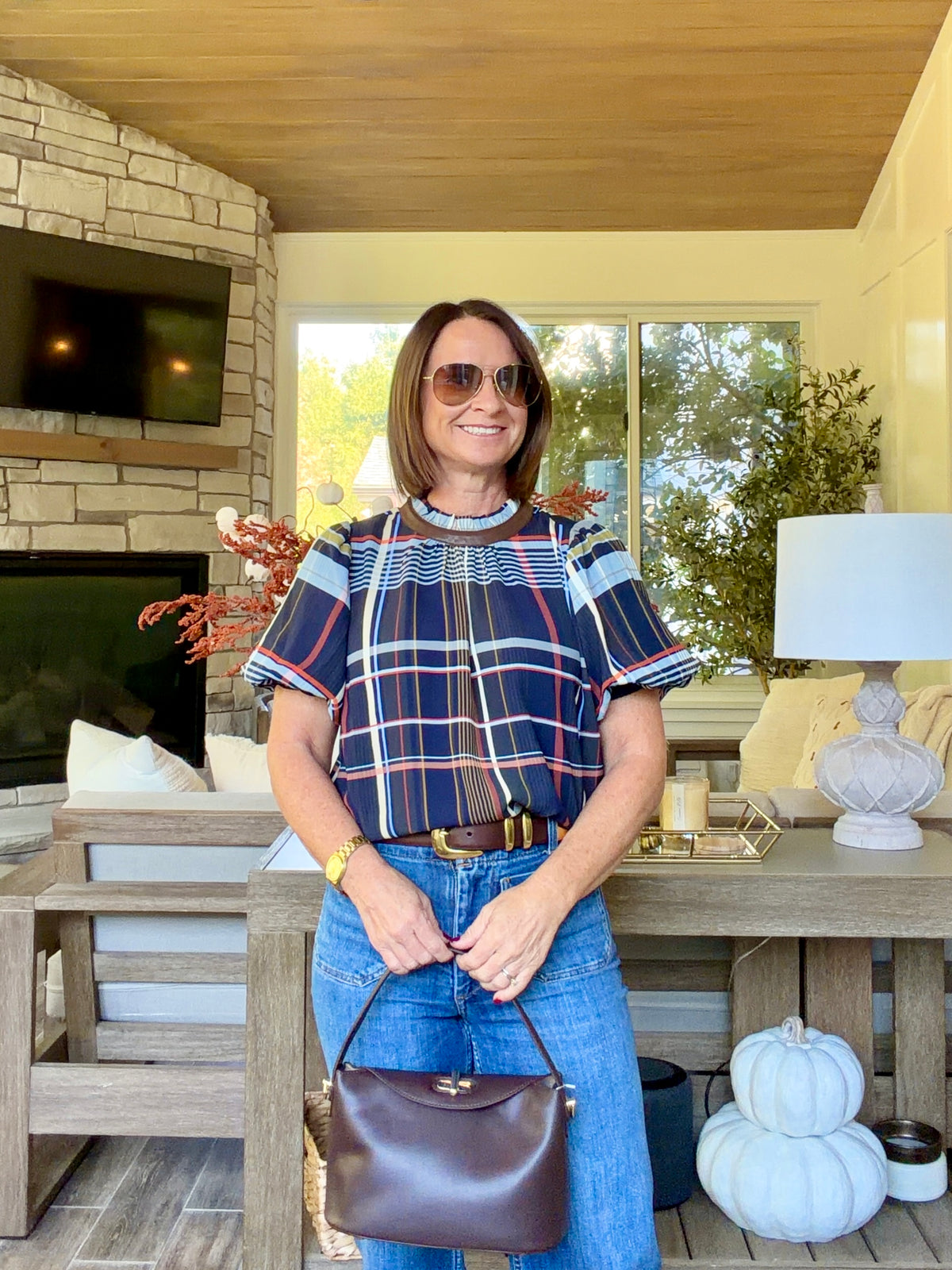 Natalie Plaid Blouse