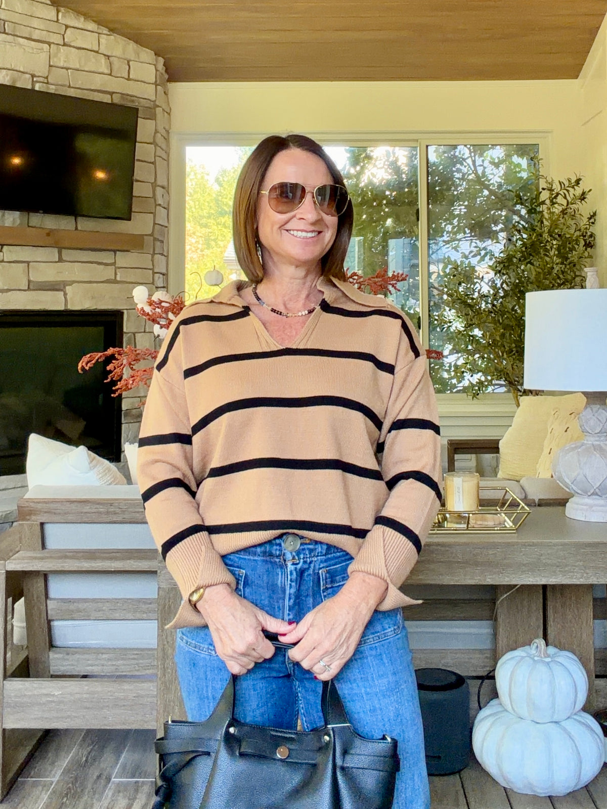 Callie Stripe Sweater by Six Fifty