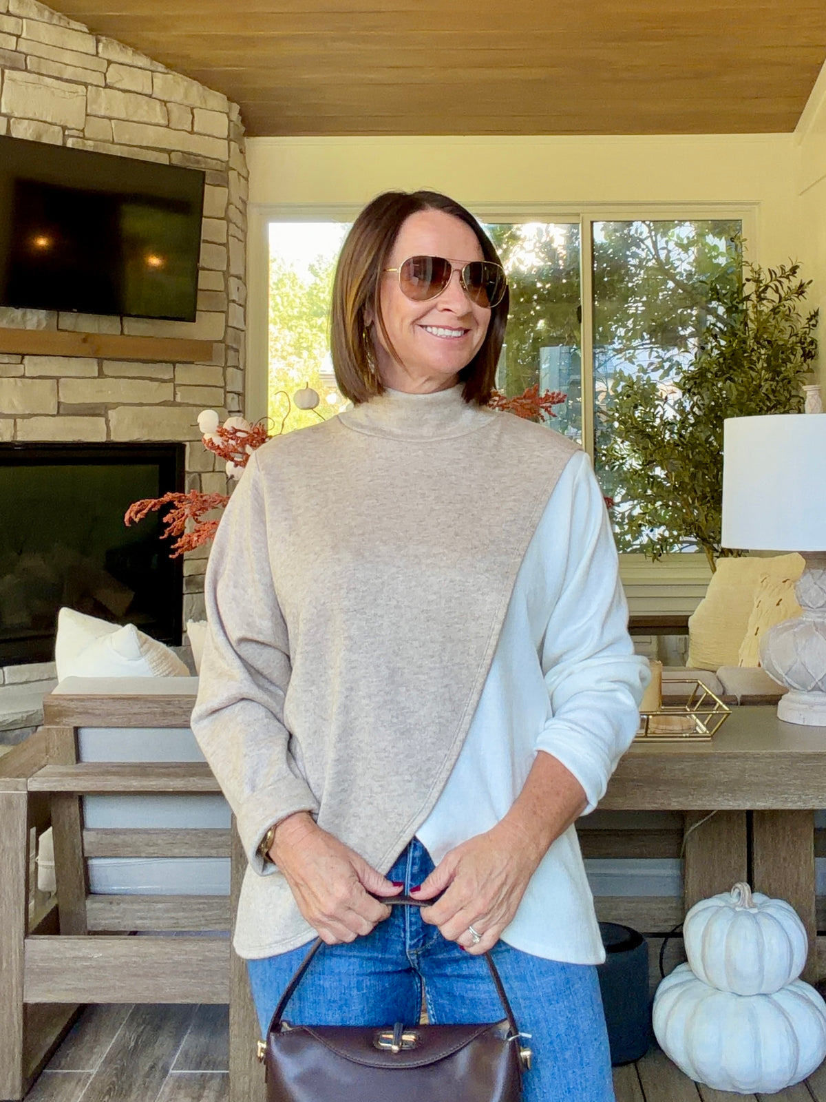 Elizabeth Color Block Sweater by Karen Kane