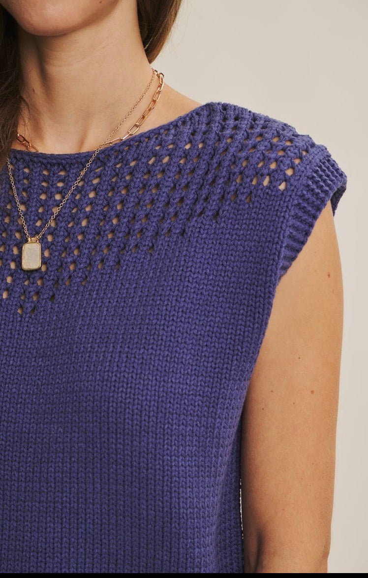 Tuscany Open Knit Yoke Top