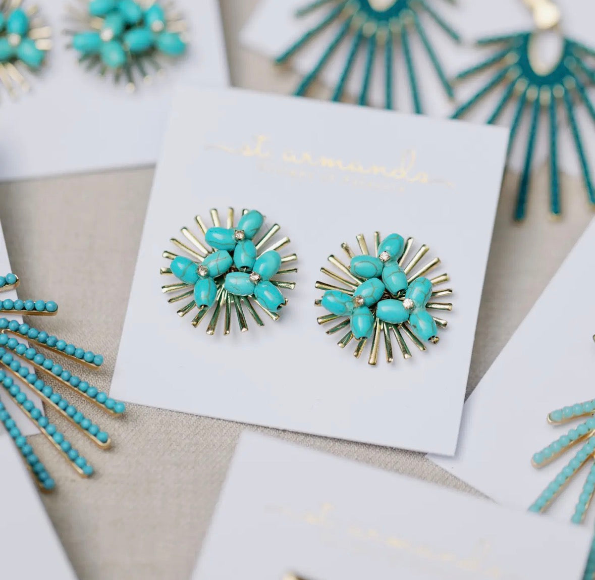 Starburst Turquoise Stud Earrings
